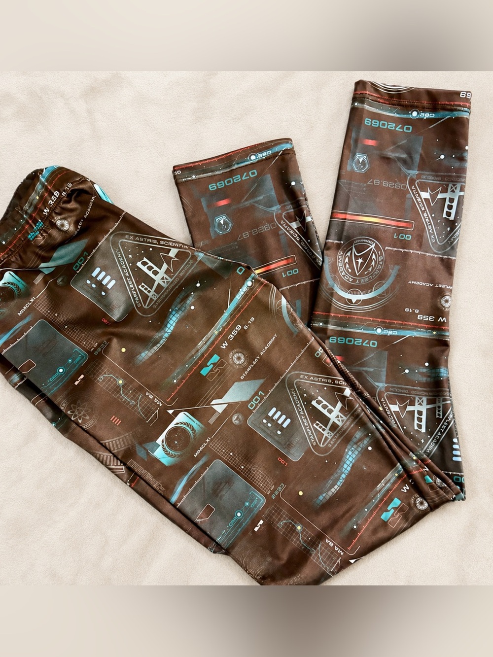 Star Trek Star Fleet Academy leggings by Mighty Big Things.